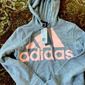 Women's Adidas Sport Logo Crop Top Hoodie Sweatershirt